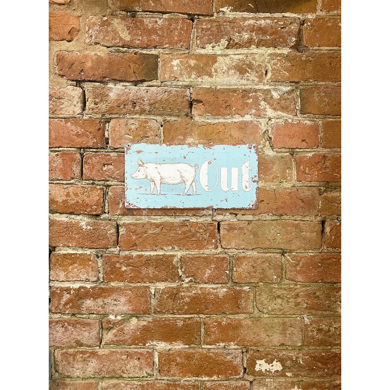 Pig Out Sign Metal Wall Mounted - 30cm