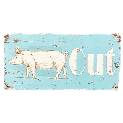 Pig Out Sign Metal Wall Mounted - 30cm