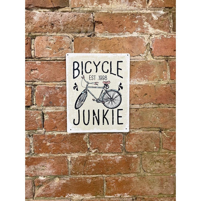 Bicycle Junkie Sign Metal Wall Mounted - 25cm