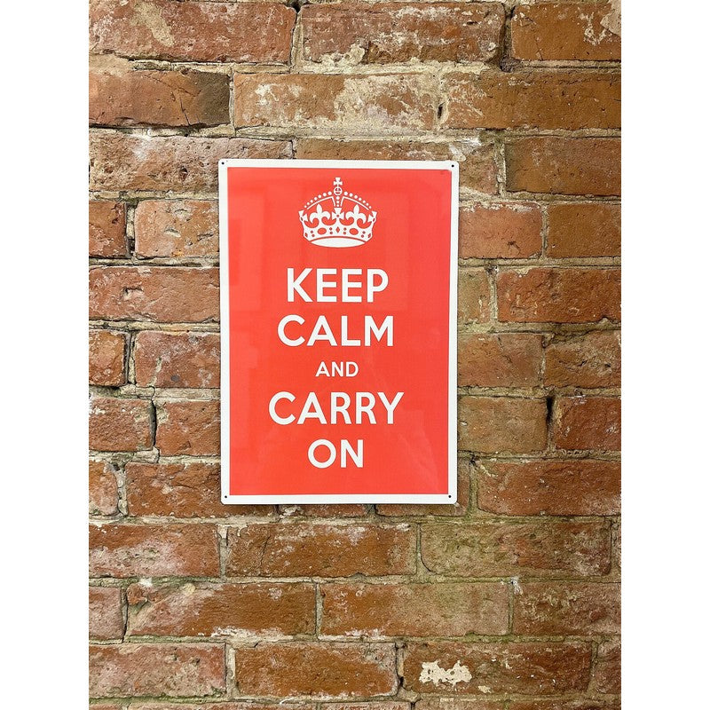 Keep Calm And Carry On Sign Metal Wall Mounted - 41cm