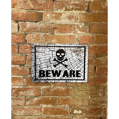 Beware Sign Metal Wall Mounted - 41cm