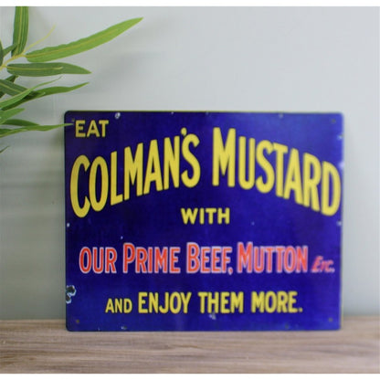 Vintage Colman's Mustard Sign Metal Wall Mounted - 25cm