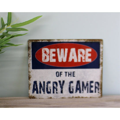 Vintage Beware Of The Angry Gamer Sign Metal Wall Mounted - 27cm