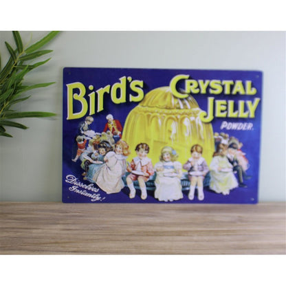 Vintage Bird's Crystal Jelly Sign Metal Wall Mounted - 42cm