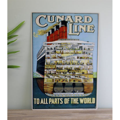 Vintage Cunard Line Sign Metal Wall Mounted - 42cm