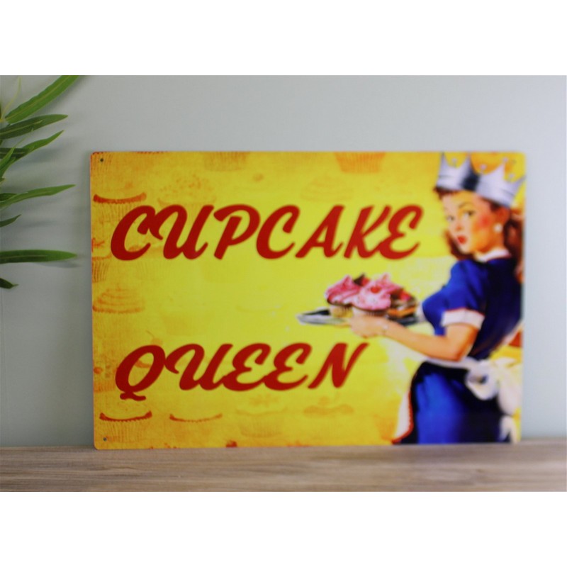 Vintage Cupcake Queen Sign Metal Wall Mounted - 42cm