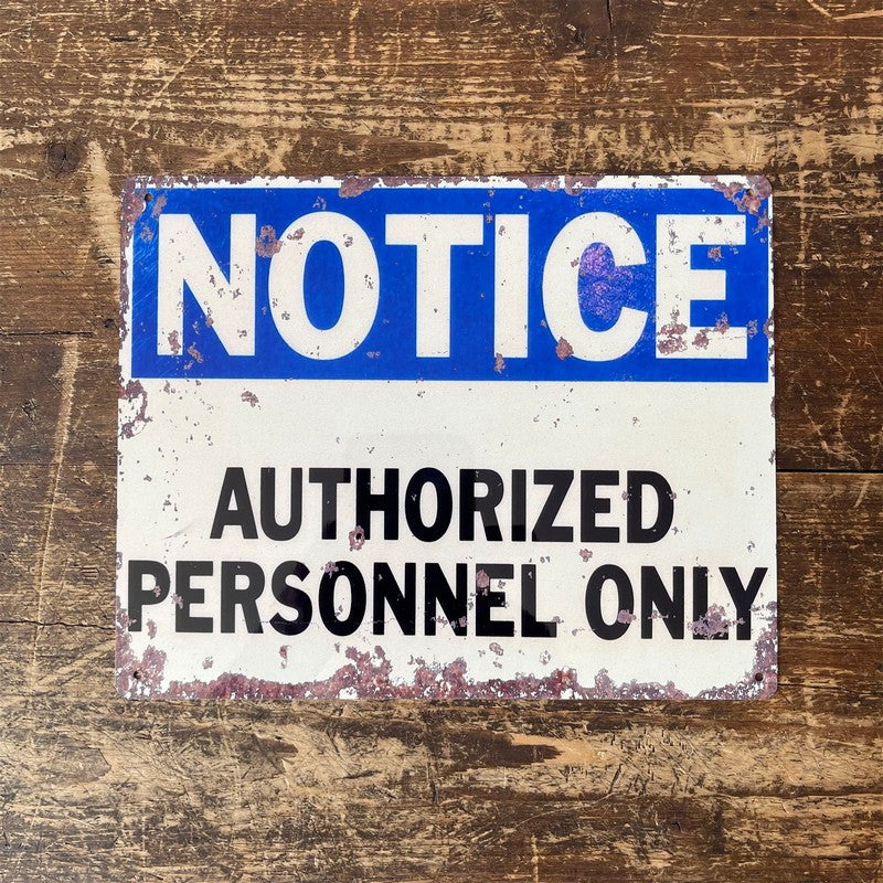 Vintage Authorized Personnel Only Sign Metal Wall Mounted - 27cm