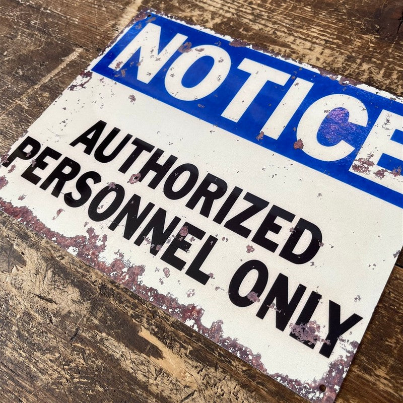 Vintage Authorized Personnel Only Sign Metal Wall Mounted - 27cm