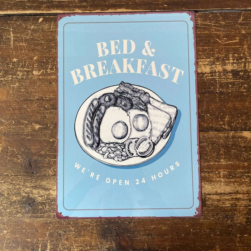 Vintage Bed & Breakfast Sign Metal Wall Mounted - 42cm