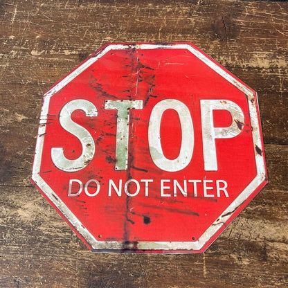 Vintage Stop - Do Not Enter Sign Metal Wall Mounted - 32cm