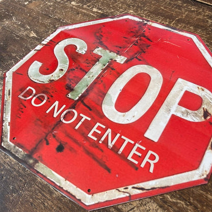 Vintage Stop - Do Not Enter Sign Metal Wall Mounted - 32cm