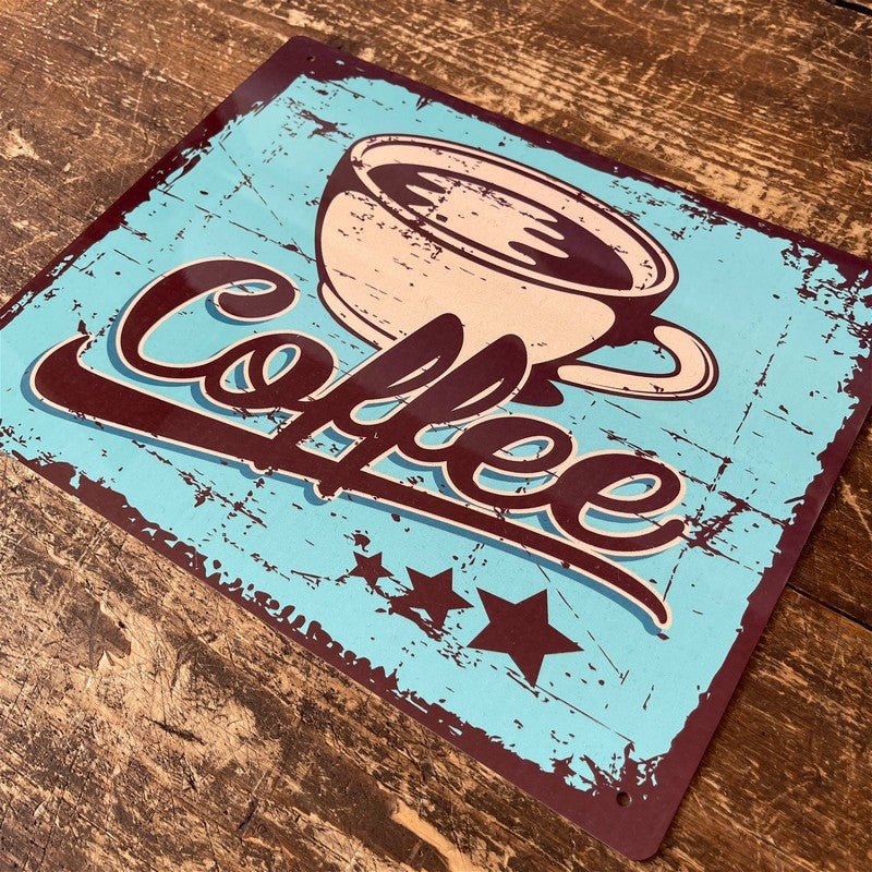 Vintage Coffee Sign Metal Wall Mounted - 27cm