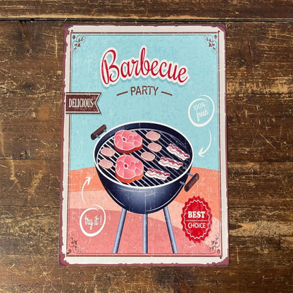 Vintage Barbecue Party Sign Metal Wall Mounted - 42cm