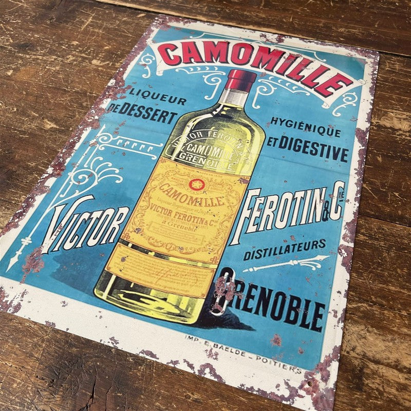 Vintage Camomille Liqueur Sign Metal Wall Mounted - 42cm