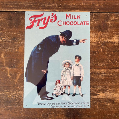 Vintage Fry's Milk Chocolate Sign Metal Wall Mounted - 42cm