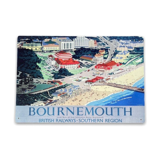 Vintage British Railways Bournemouth Sign Metal Wall Mounted - 42cm