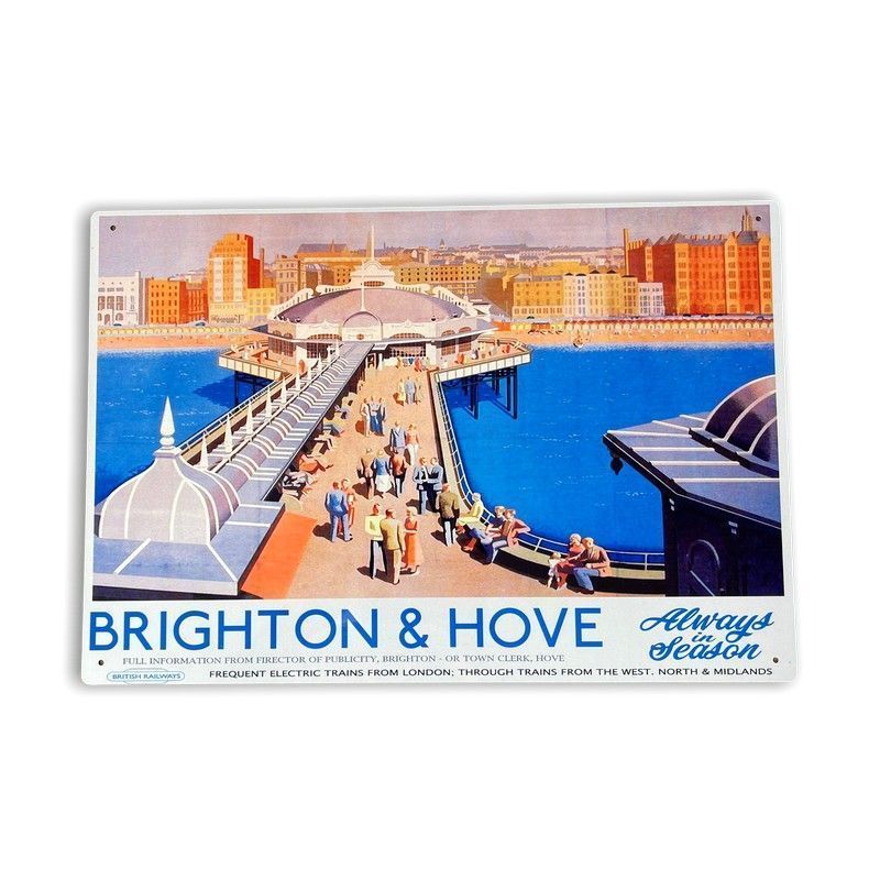 Vintage Brighton Sign Metal Wall Mounted - 42cm