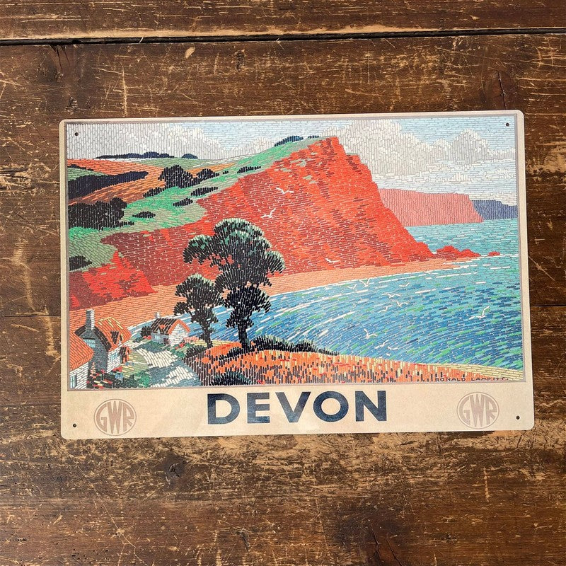 Vintage Great Western Railway Devon Sign Metal Wall Mounted - 42cm