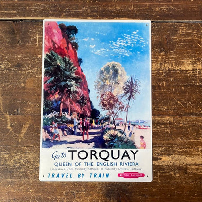 Vintage British Railways Torquay Sign Metal Wall Mounted - 42cm