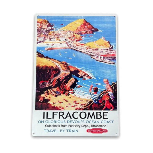 Vintage British Railways Ilfracombe Sign Metal Wall Mounted - 42cm