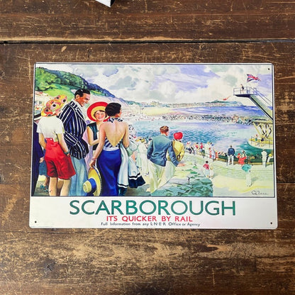 Vintage British Railways Scarborough Sign Metal Wall Mounted - 42cm