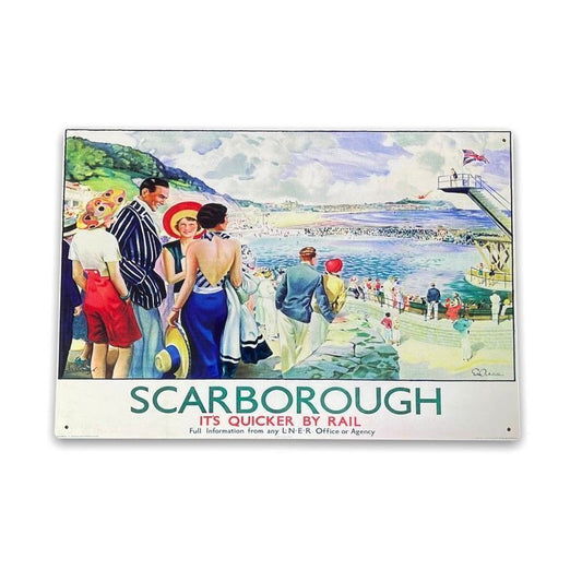 Vintage British Railways Scarborough Sign Metal Wall Mounted - 42cm