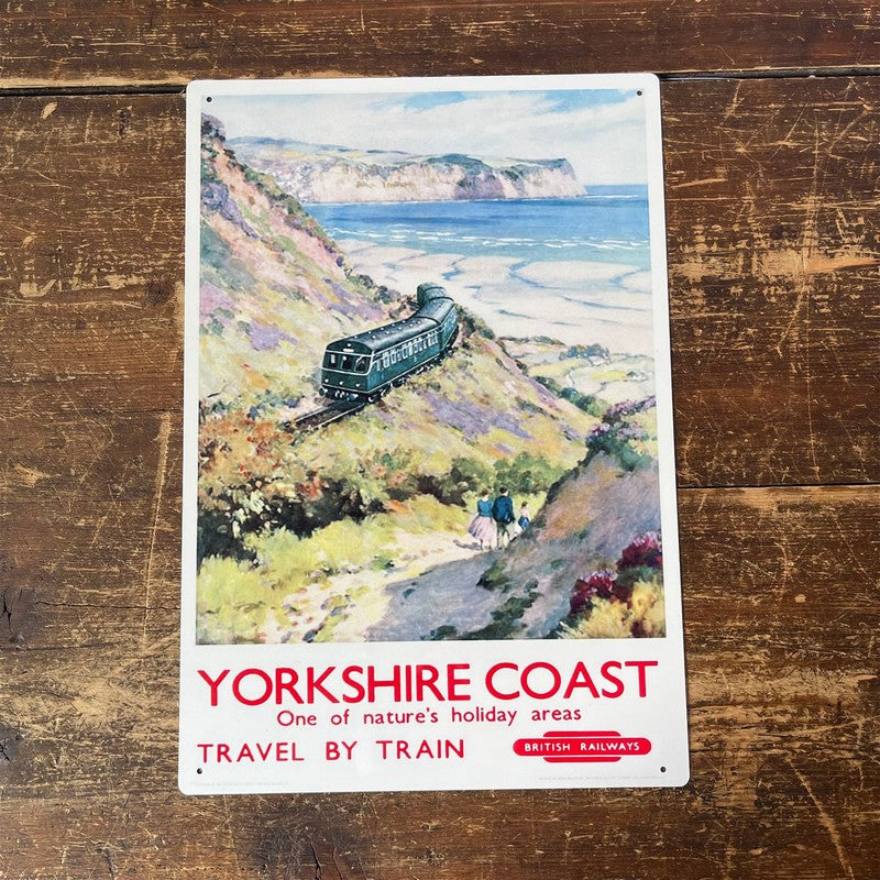 Vintage British Railways Yorkshire Coast Sign Metal Wall Mounted - 42cm