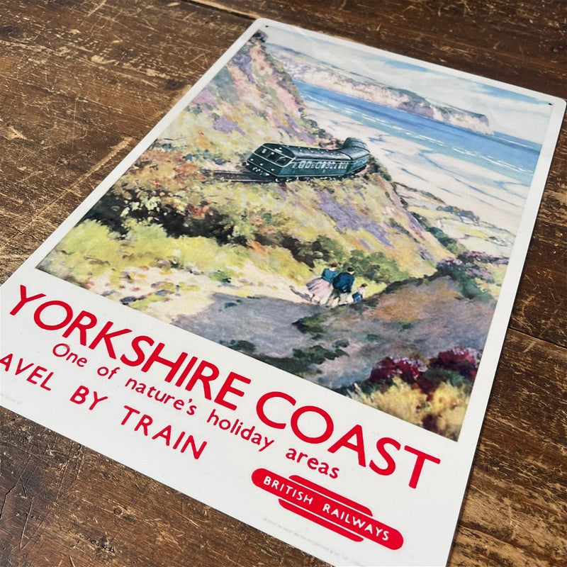 Vintage British Railways Yorkshire Coast Sign Metal Wall Mounted - 42cm