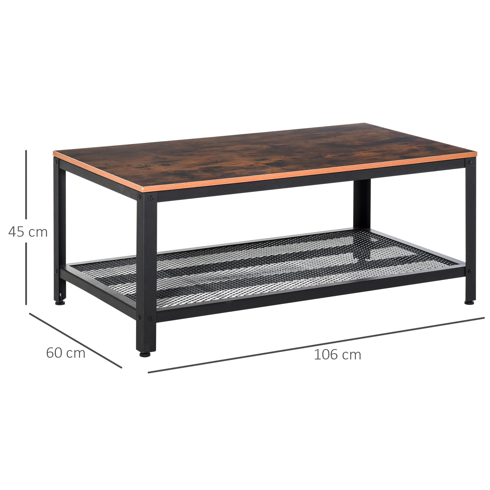 Homcom Coffee Table Retro Industrial Side Table With Metal Frame Modern Snack Tea Table Living Room Rustic Brown