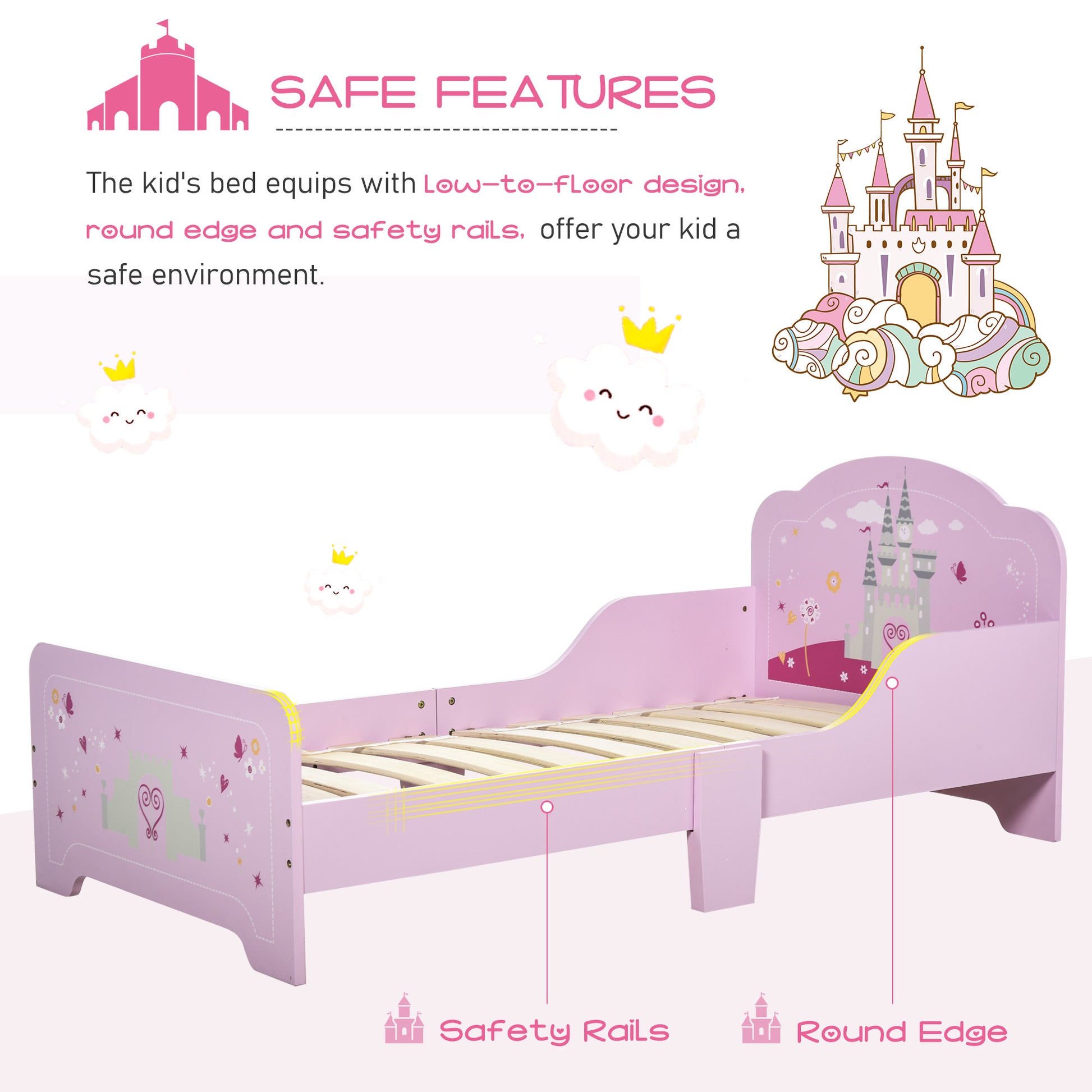 Homcom Castle-Designed Kids Single Bed