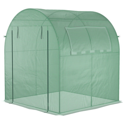 Outsunny Walk In Polytunnel Greenhouse Green House For Garden With Roll-Up Window And Door 1.8 X 1.8 X 2 M Green