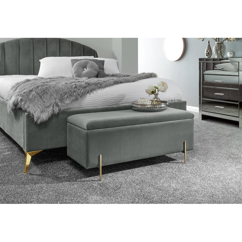 Mystica Large Ottoman Wood & Fabric Grey 1 Door