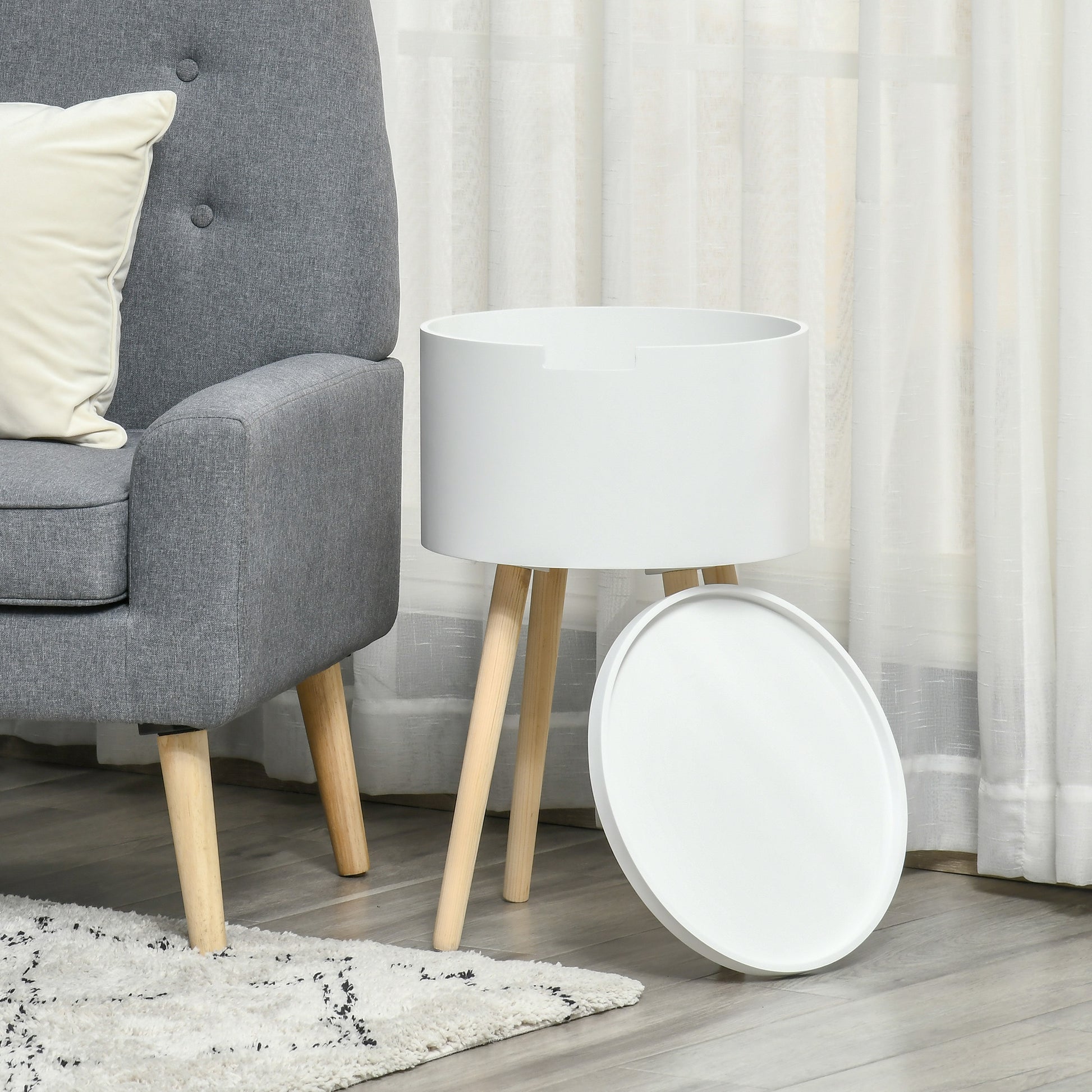 Homcom Modern Side Table with Hidden Storage Space