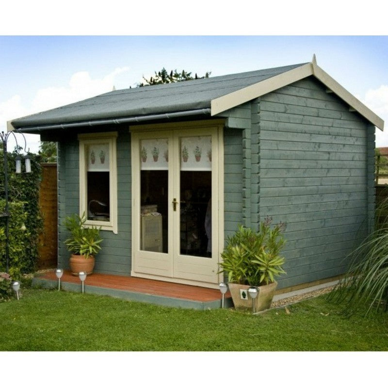 Shire Marlborough 11' 9" x 9' 9" Reverse Apex Log Cabin - Premium 70mm Cladding Tongue & Groove