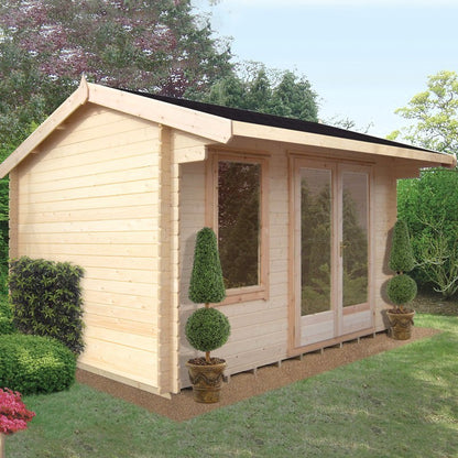 Shire Marlborough 11' 9" x 9' 9" Reverse Apex Log Cabin - Premium 28mm Cladding Tongue & Groove