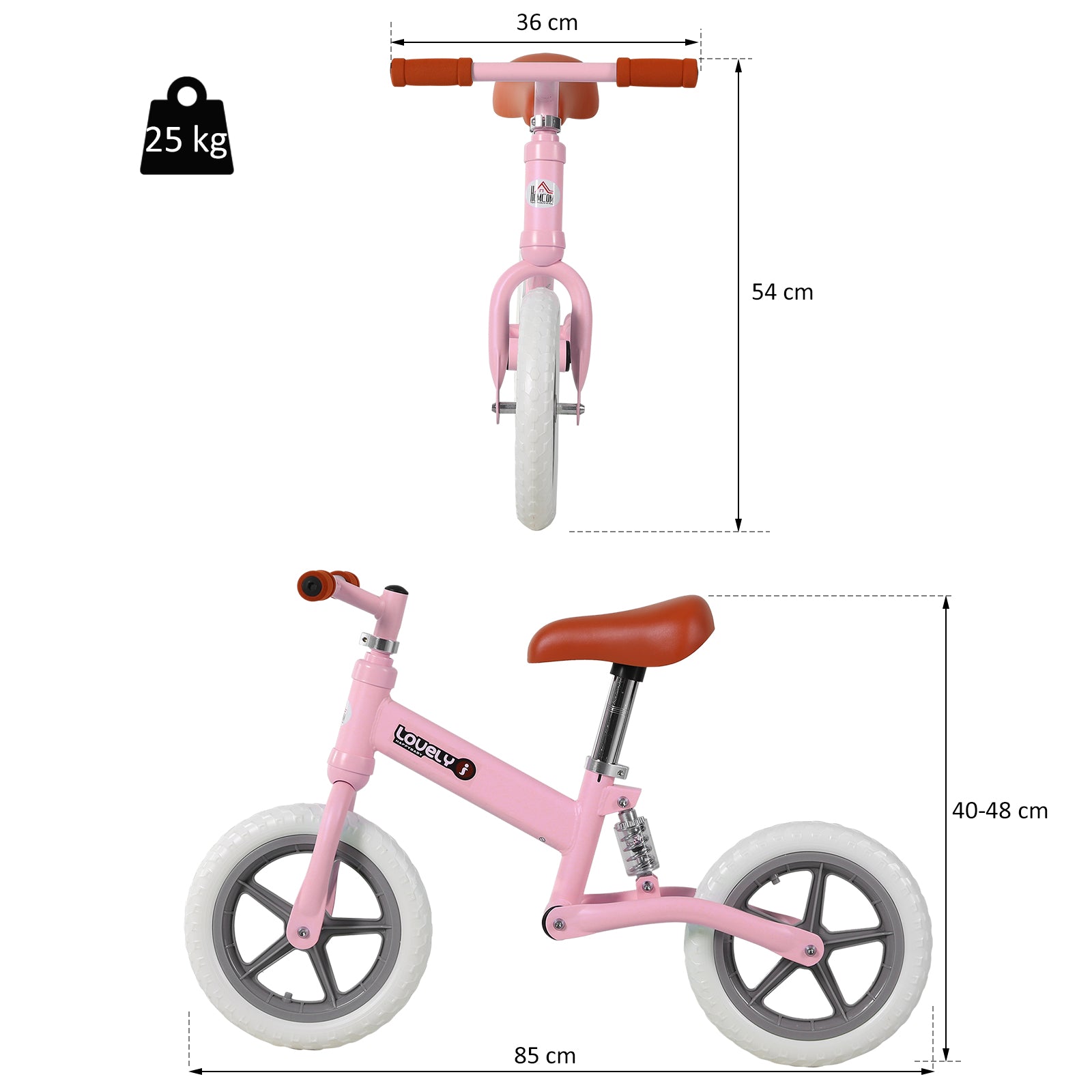 Homcom Toddler Balance Bike No Pedal Walk Training Pink