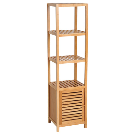 5-Tier 140cm Floor Cabinet Cupboard & Three Shelf Wood Natural by Homcom