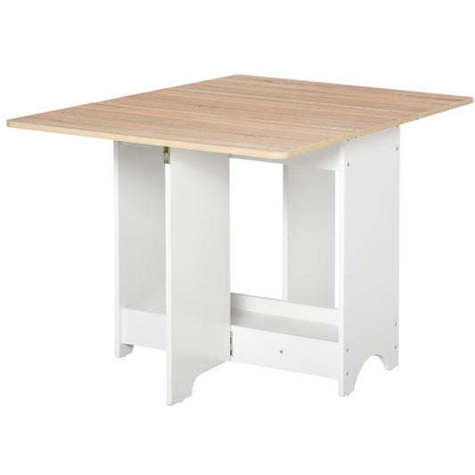 Homcom Foldable Dining Table Drop-Leaf Folding Desk Side Console with Storage Shelf for Kitchen