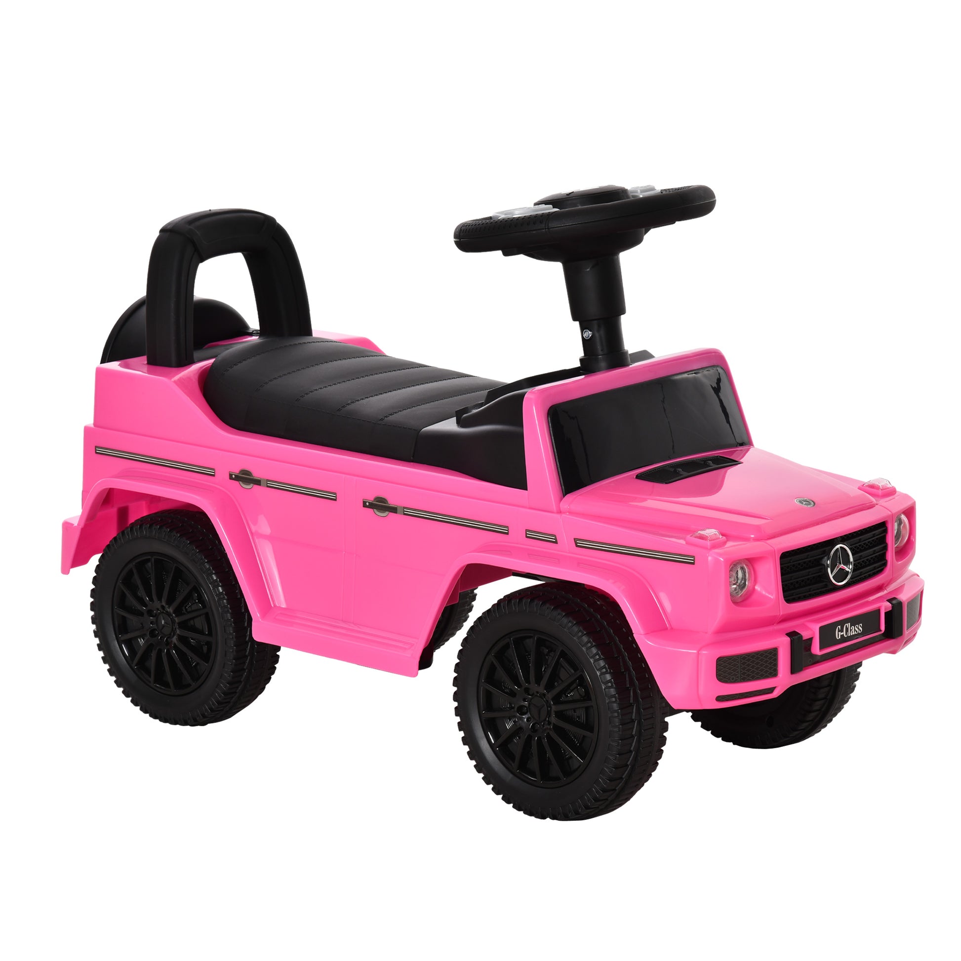 Homcom Benz G350 Push Handle Sliding Car w/Horn No Power Under Seat Storage Pink