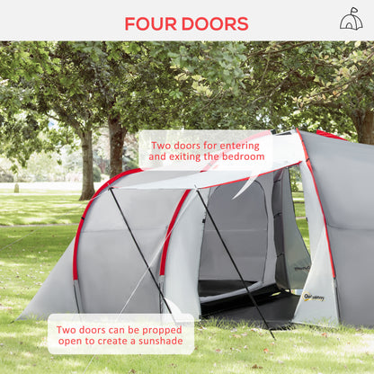 Outsunny 4-6 Man Tunnel Tent with 2 Bedroom