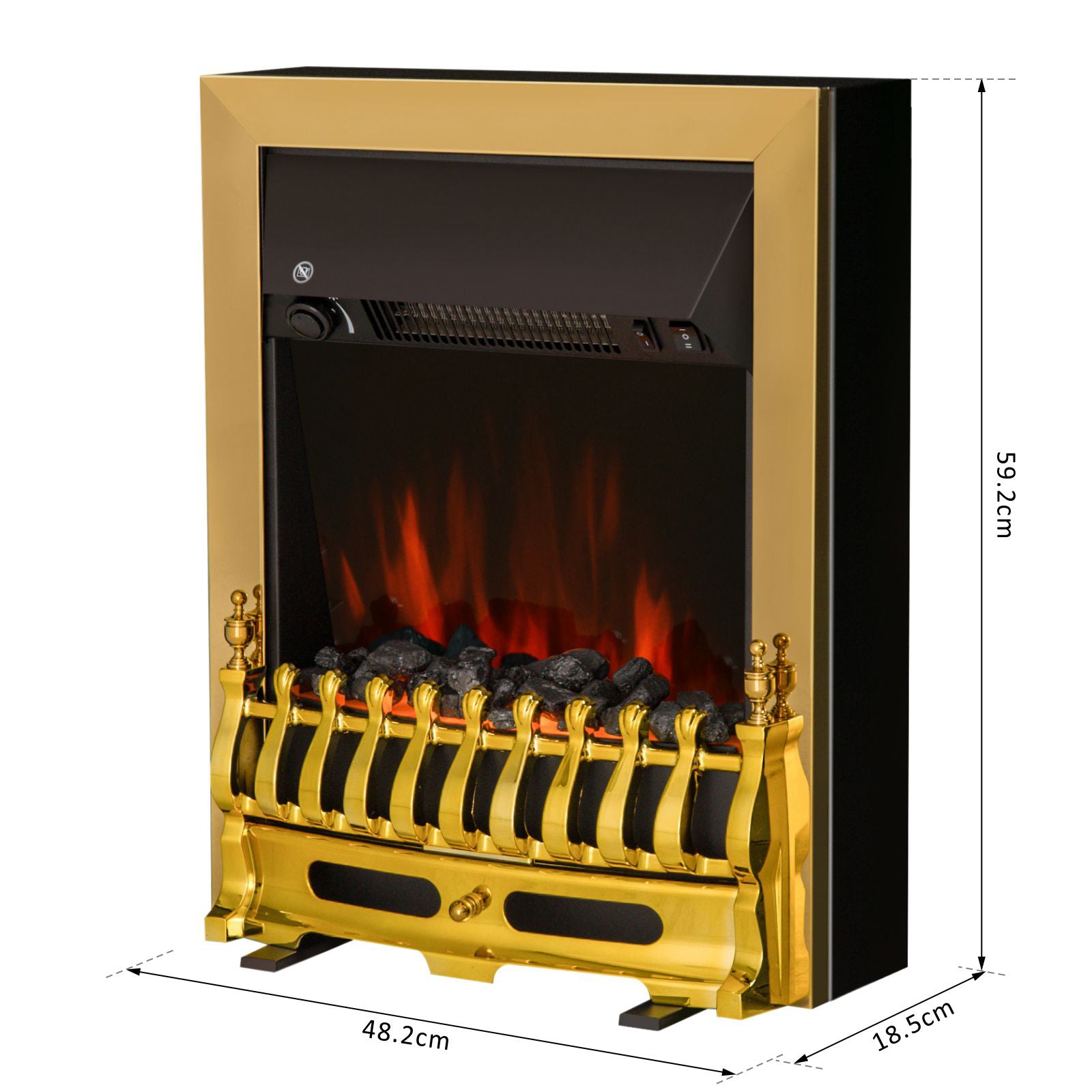 Homcom Electric Fireplace LED Light Complete Fire Place Heating Indoor Heater Coal Burning Flame Effect Heat 2000W Max