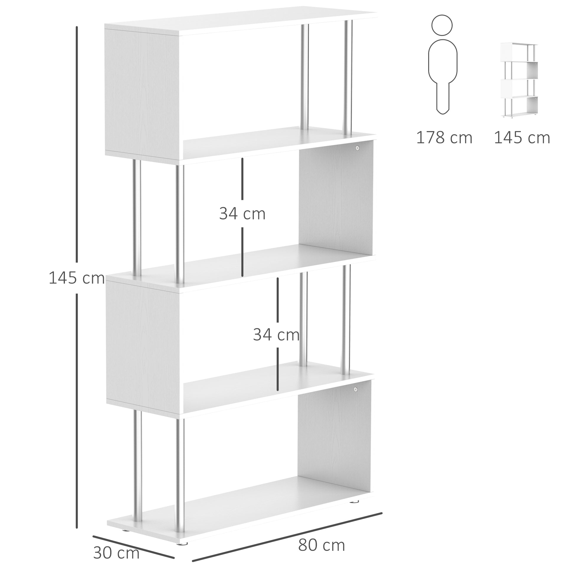 Homcom Double 'S' Shelving Unit - White