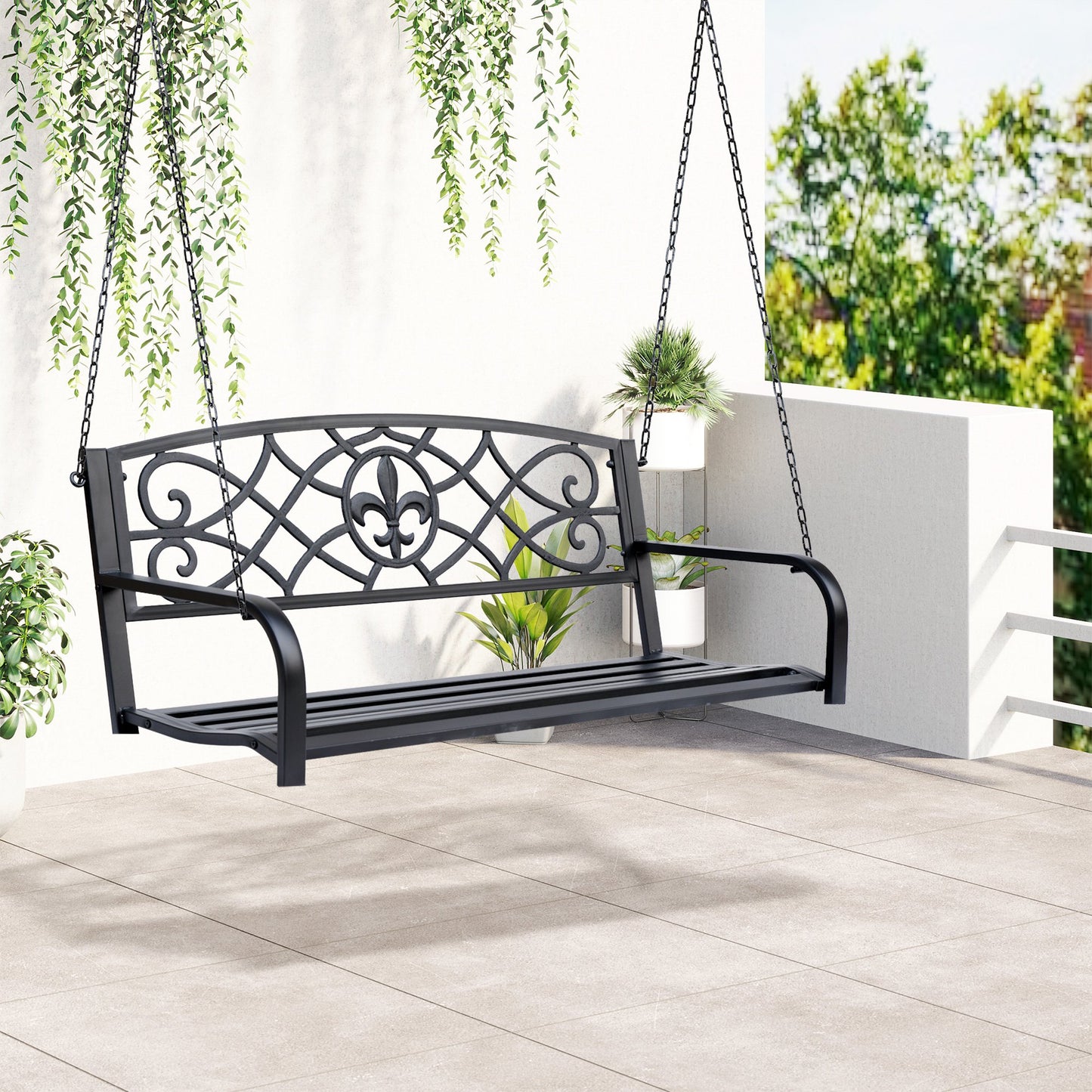 Outsunny Outdoor Porch Swing Seat Bench with Chains for the Yard