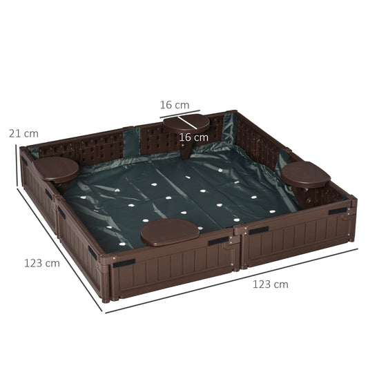 Outsunny Kids Outdoor Sandbox w/ Waterproof Oxford Canopy Bottom Fabric Liner Children Playset for 3-12 years old Backyard Brown