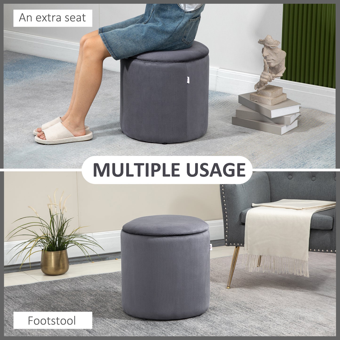 Homcom Modern Storage Ottoman with Removable Lid