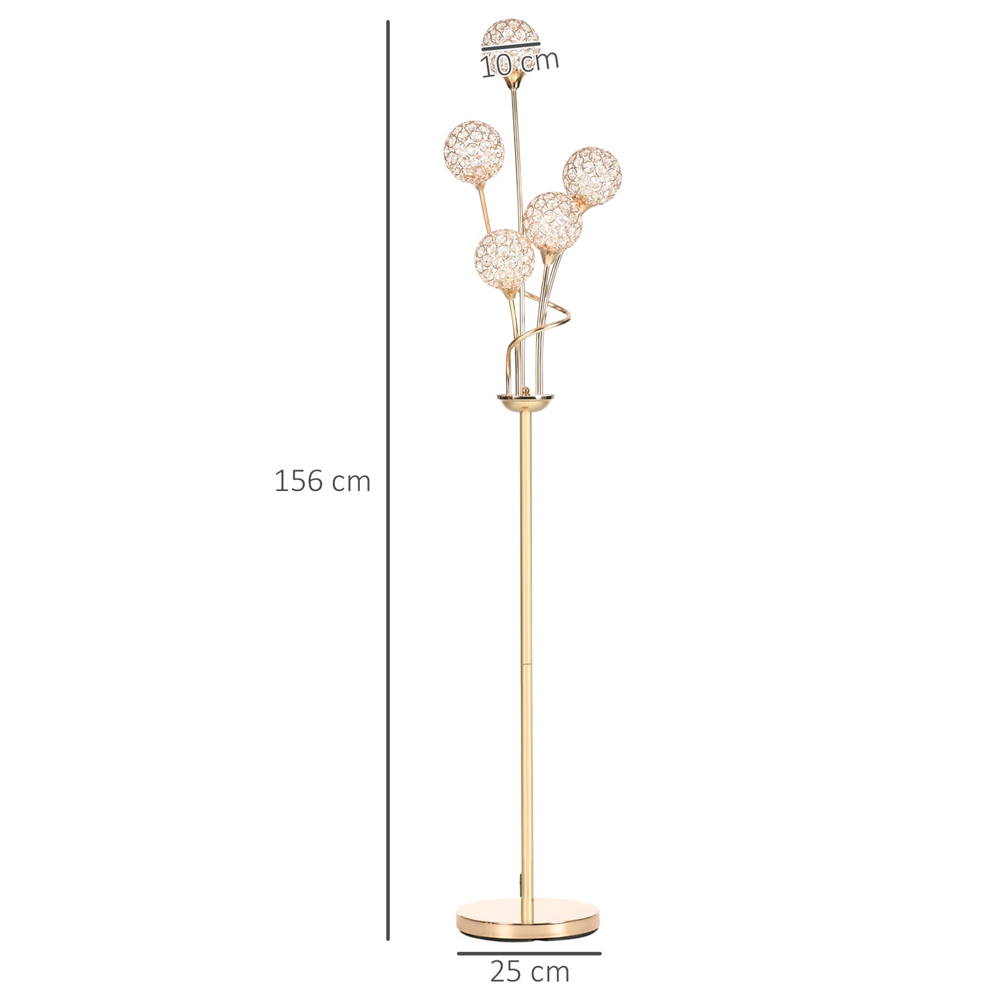 Homcom Crystal Floor Lamps for Living Room Bedroom with 5 Light