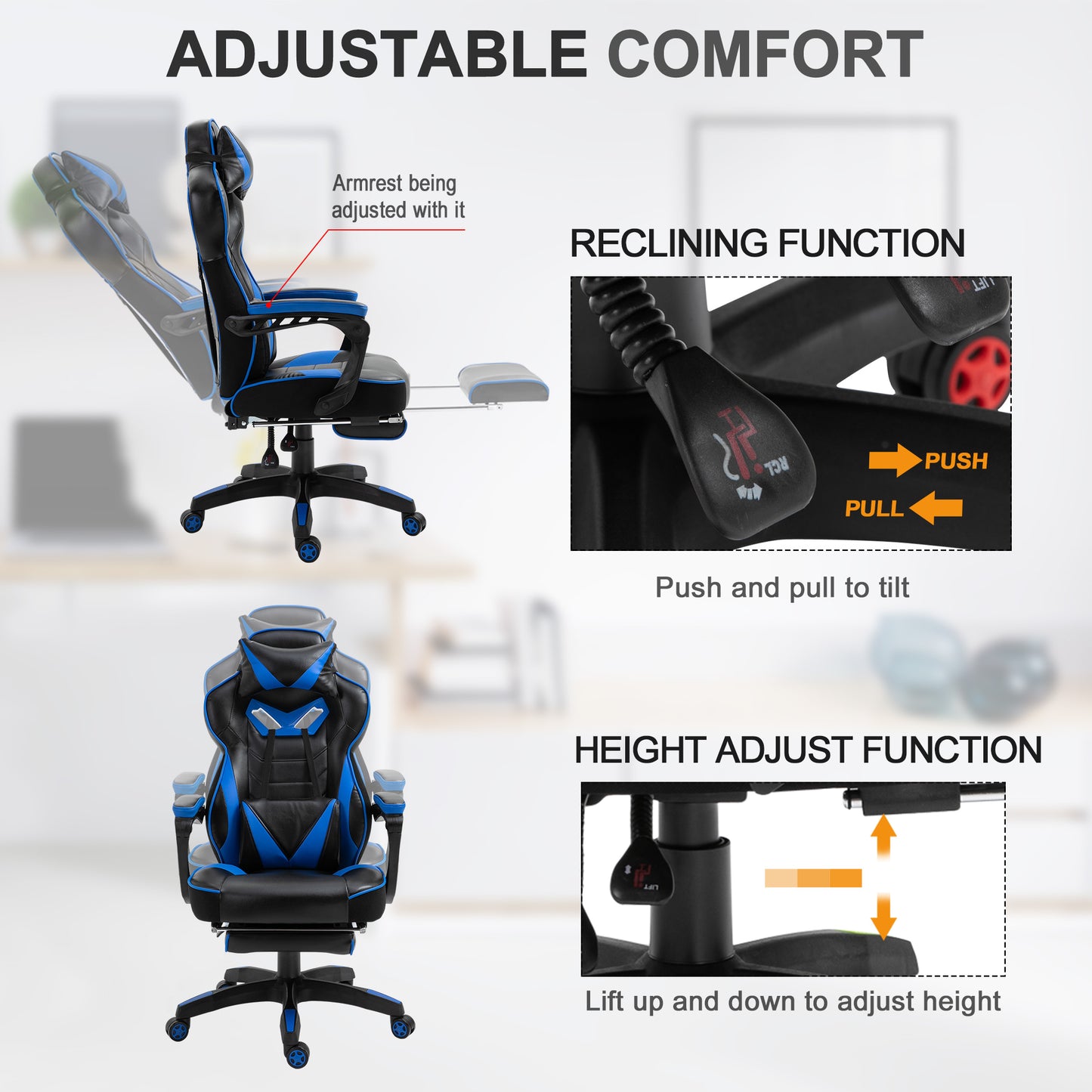 Vinsetto Racing Gaming Chair with Footrest