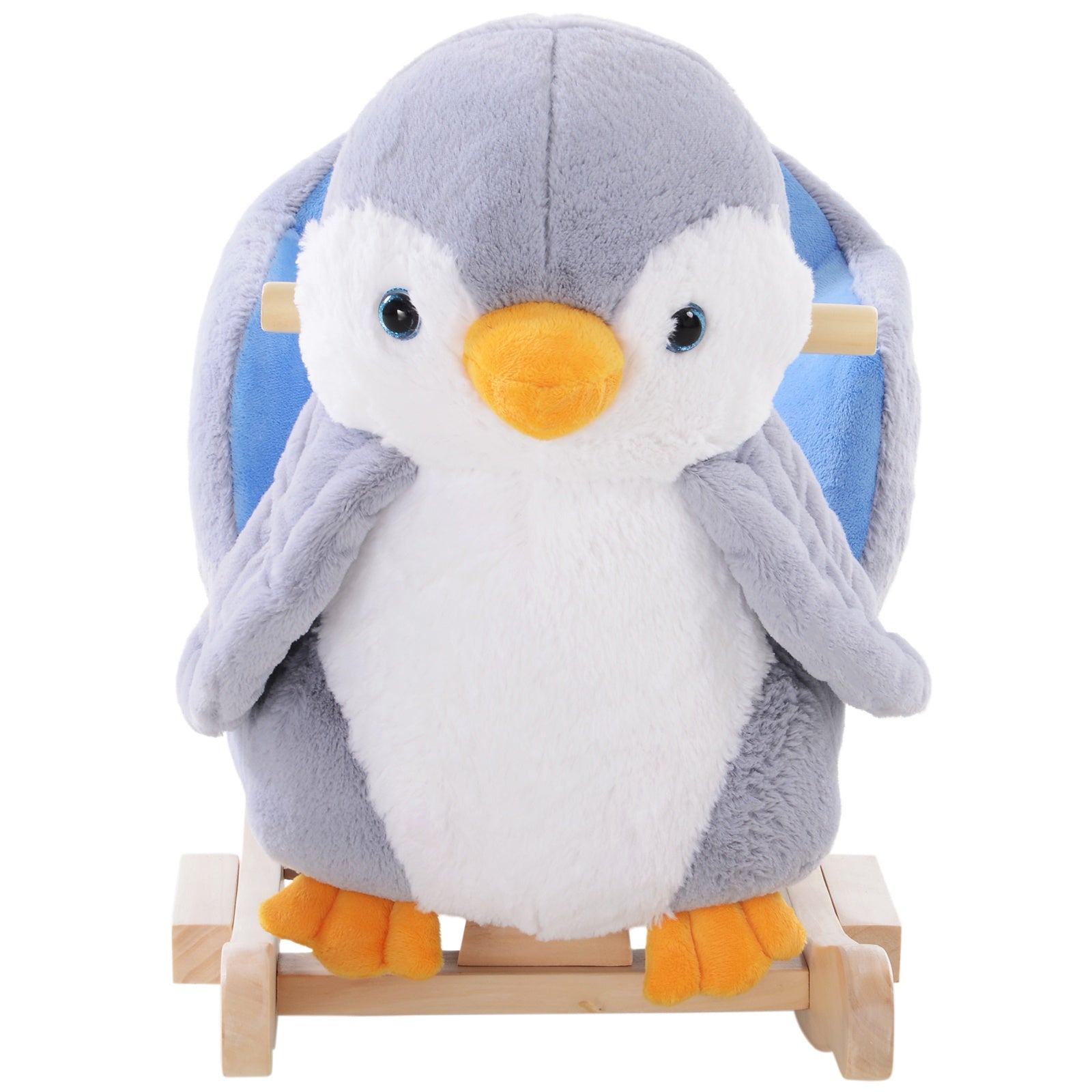 Homcom Children Kids Animal Rocking Horse Penguin Plush Musical Button 32 Songs Kid Rocker