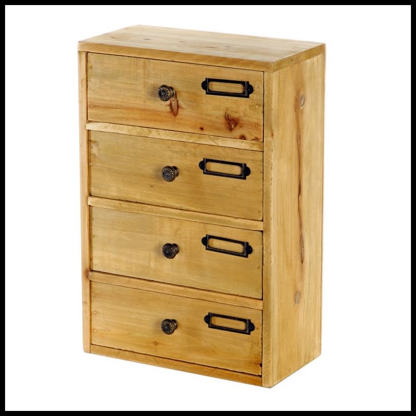 Wood Organiser 4 Drawers 34cm - Natural