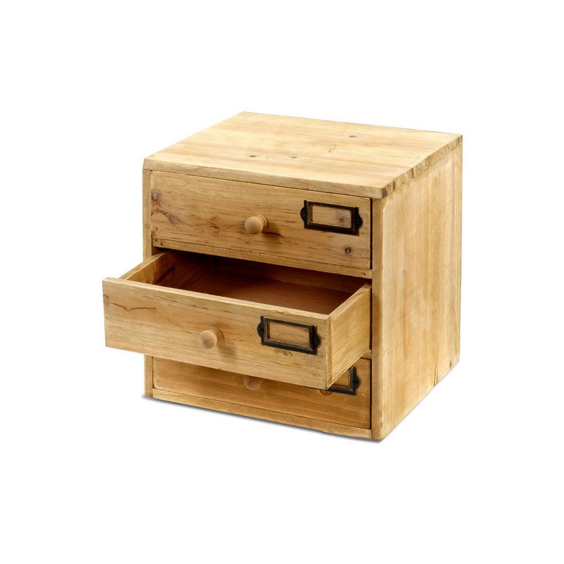 Wood Organiser 3 Drawers 28cm - Natural